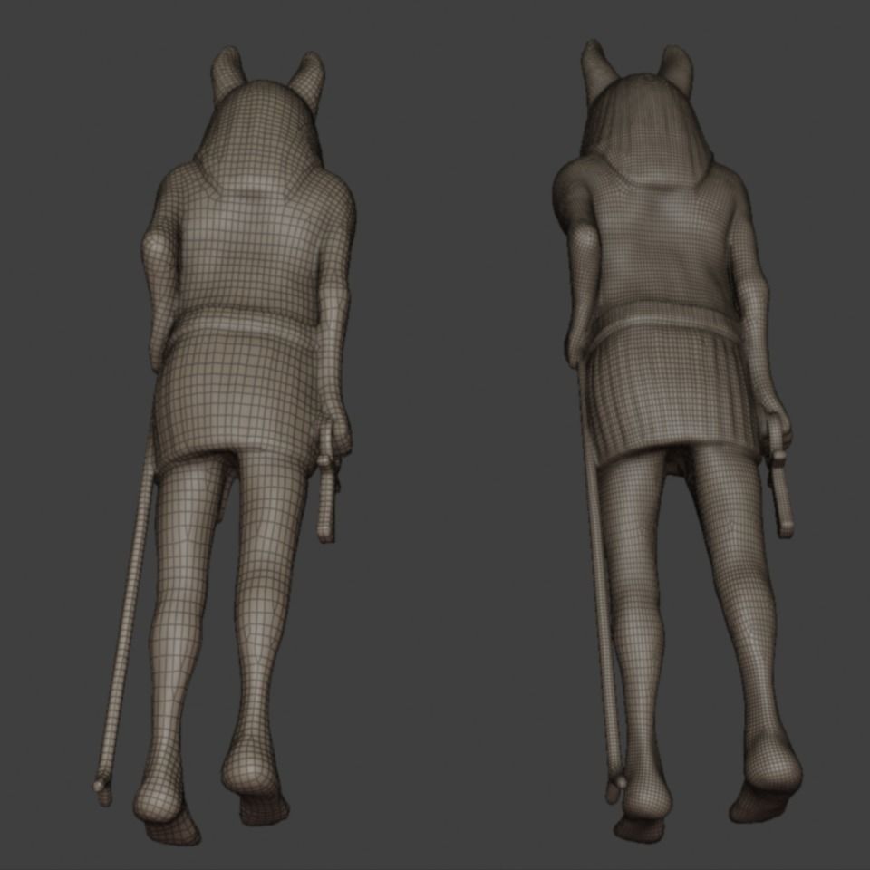 Anubis Soldier Statue for VFX and Games Low-poly 3D model_16