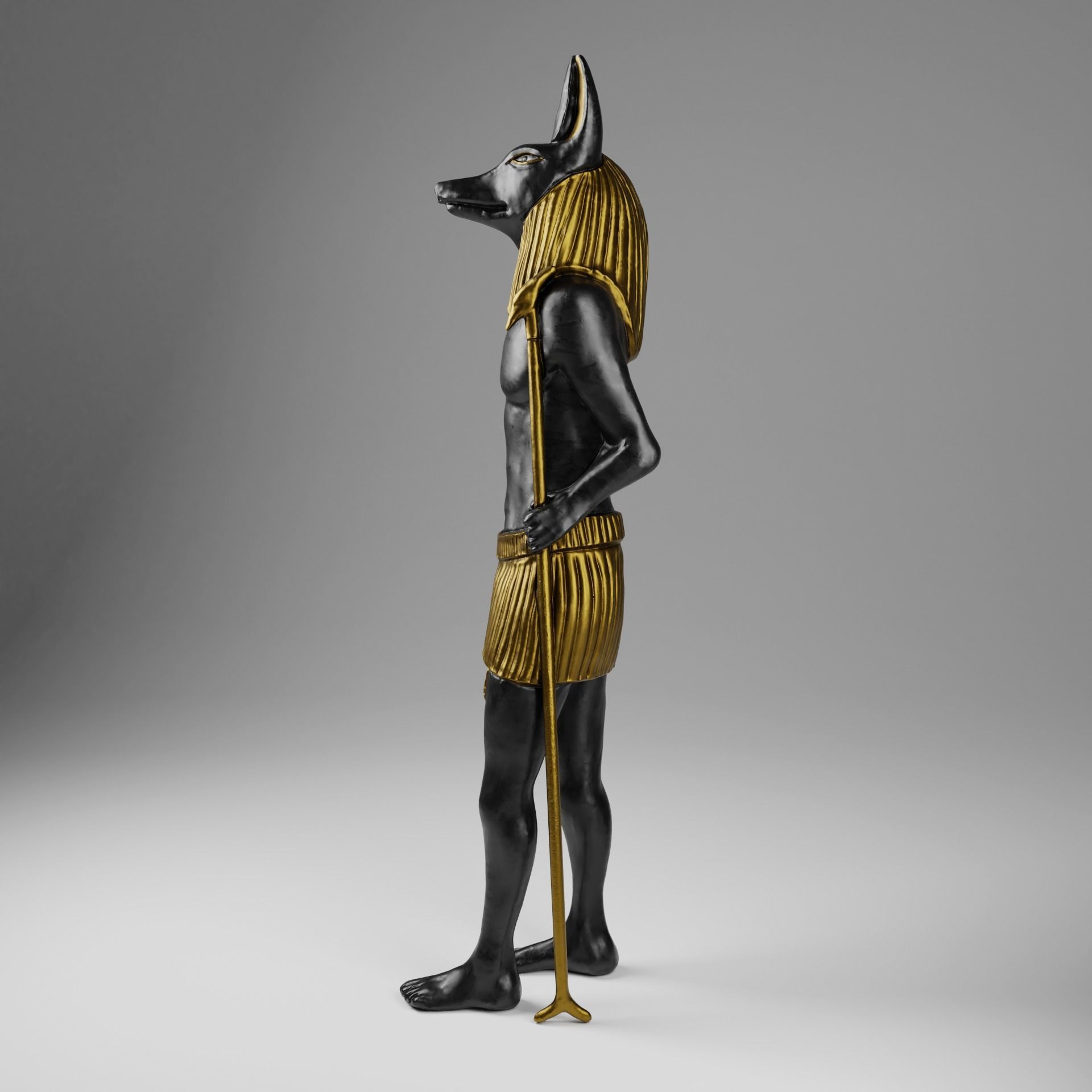 Anubis Soldier Statue for VFX and Games Low-poly 3D model_3