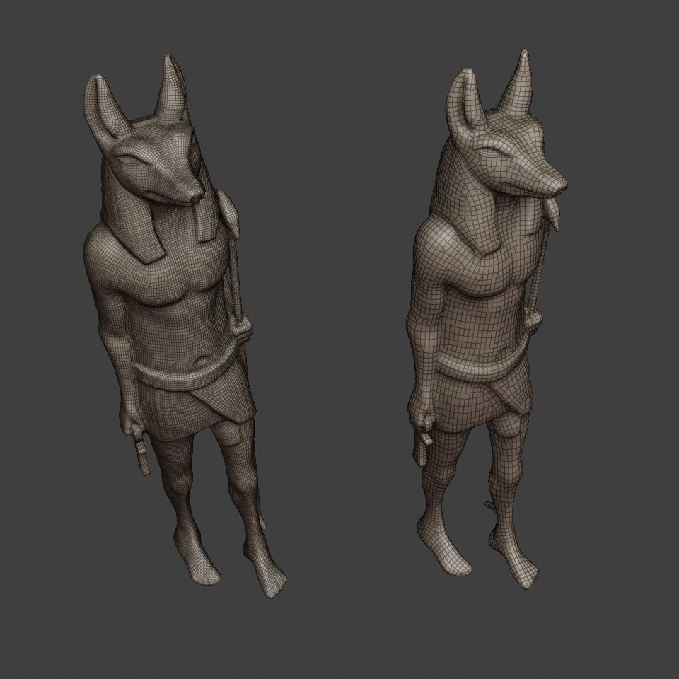 Anubis Soldier Statue for VFX and Games Low-poly 3D model_12
