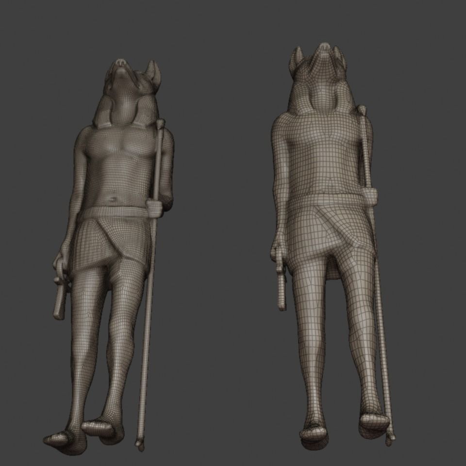 Anubis Soldier Statue for VFX and Games Low-poly 3D model_15