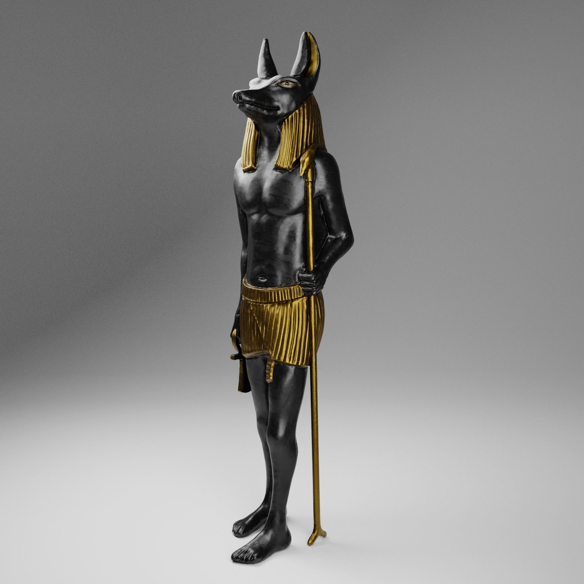 Anubis Soldier Statue for VFX and Games Low-poly 3D model_2