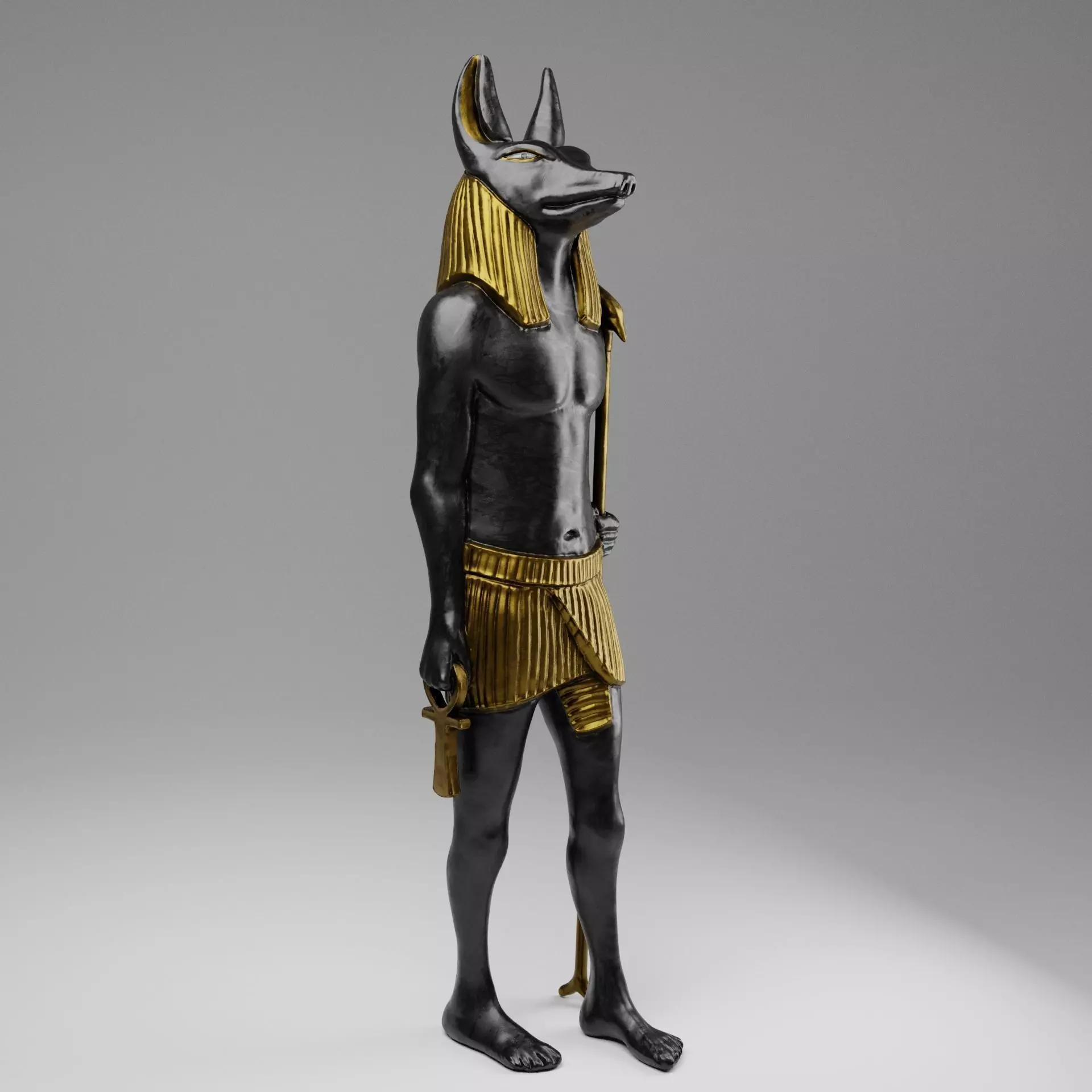 Anubis Soldier Statue for VFX and Games Low-poly 3D model_0