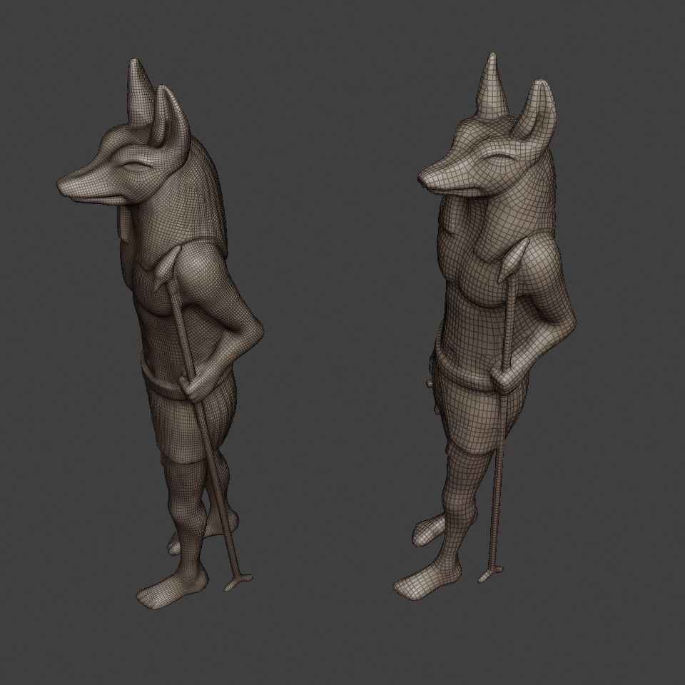 Anubis Soldier Statue for VFX and Games Low-poly 3D model_13