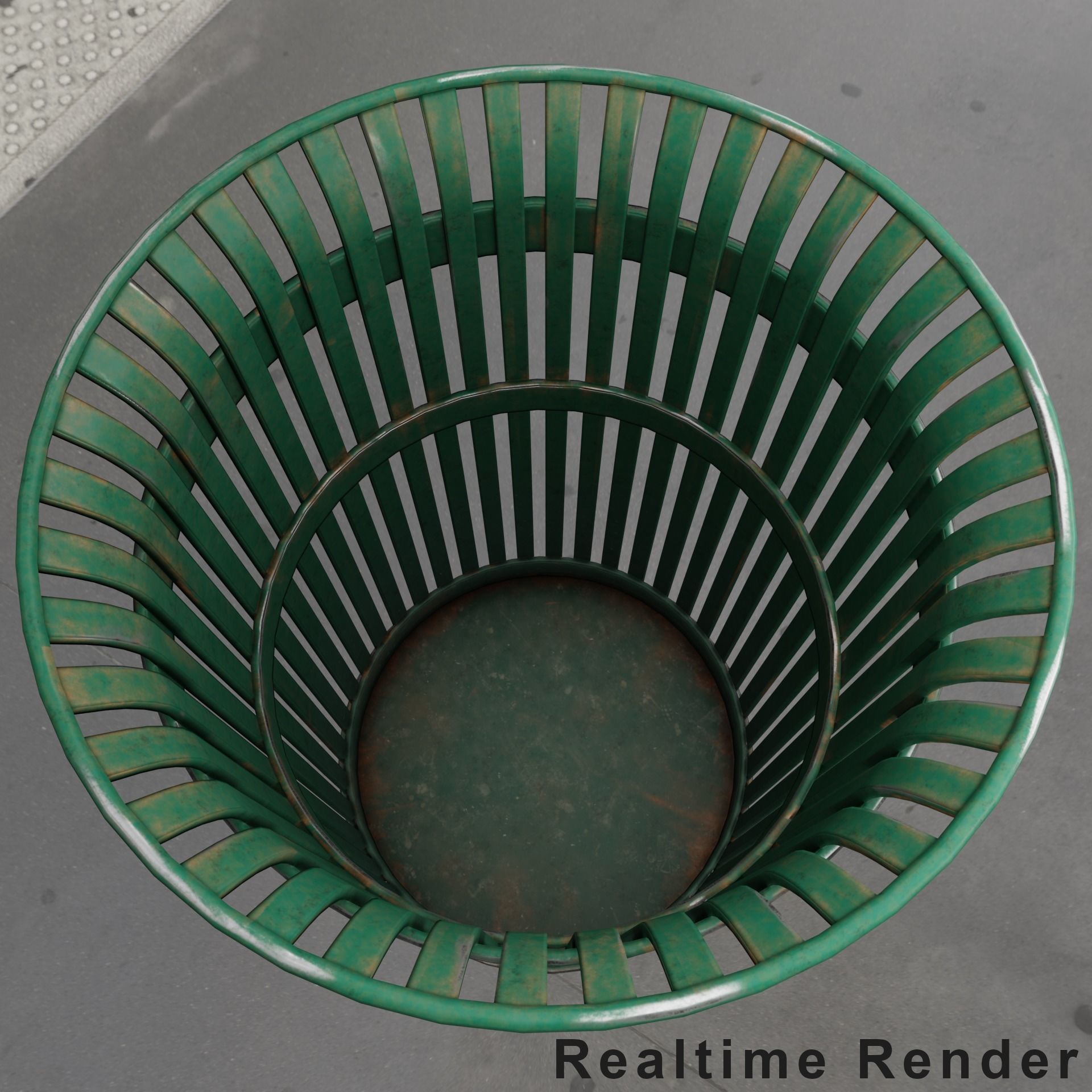 Public Trashcan Low-poly 3D model_7