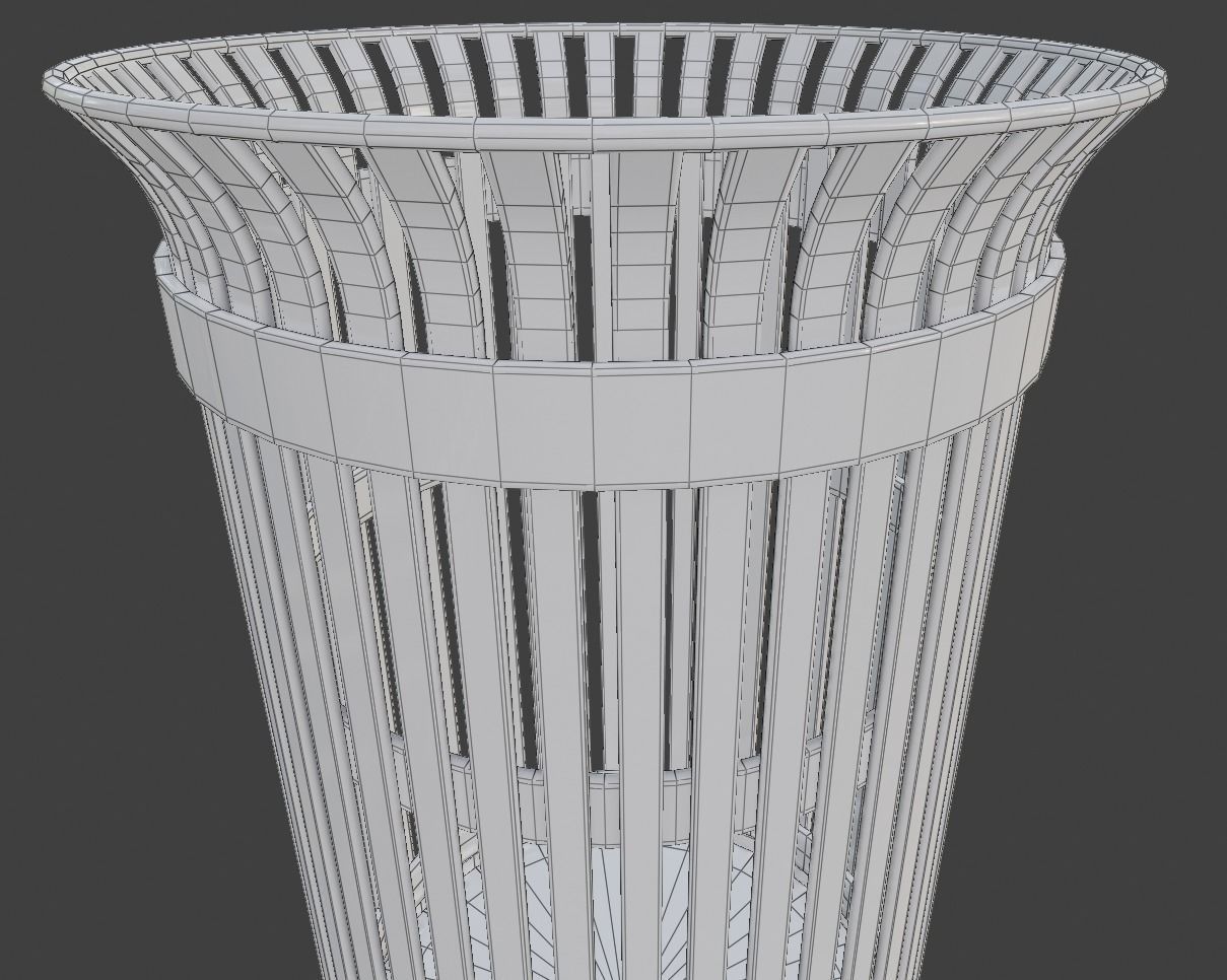 Public Trashcan Low-poly 3D model_11