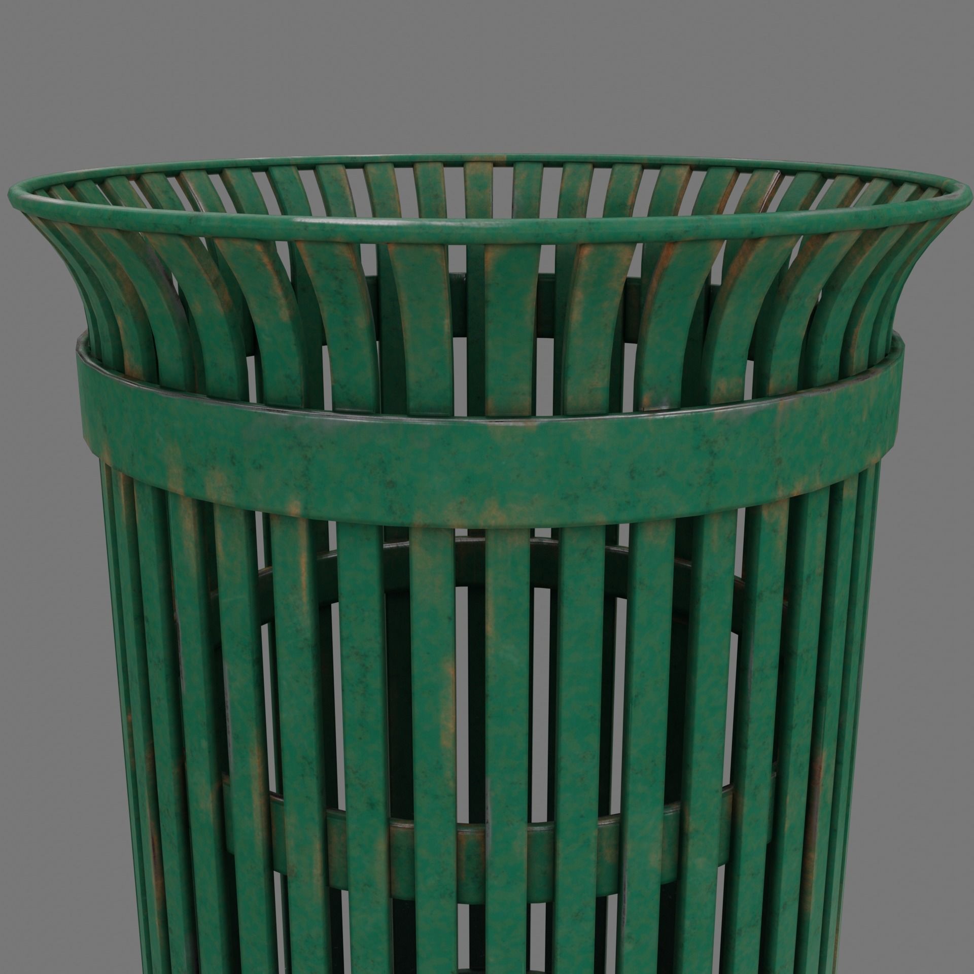 Public Trashcan Low-poly 3D model_3