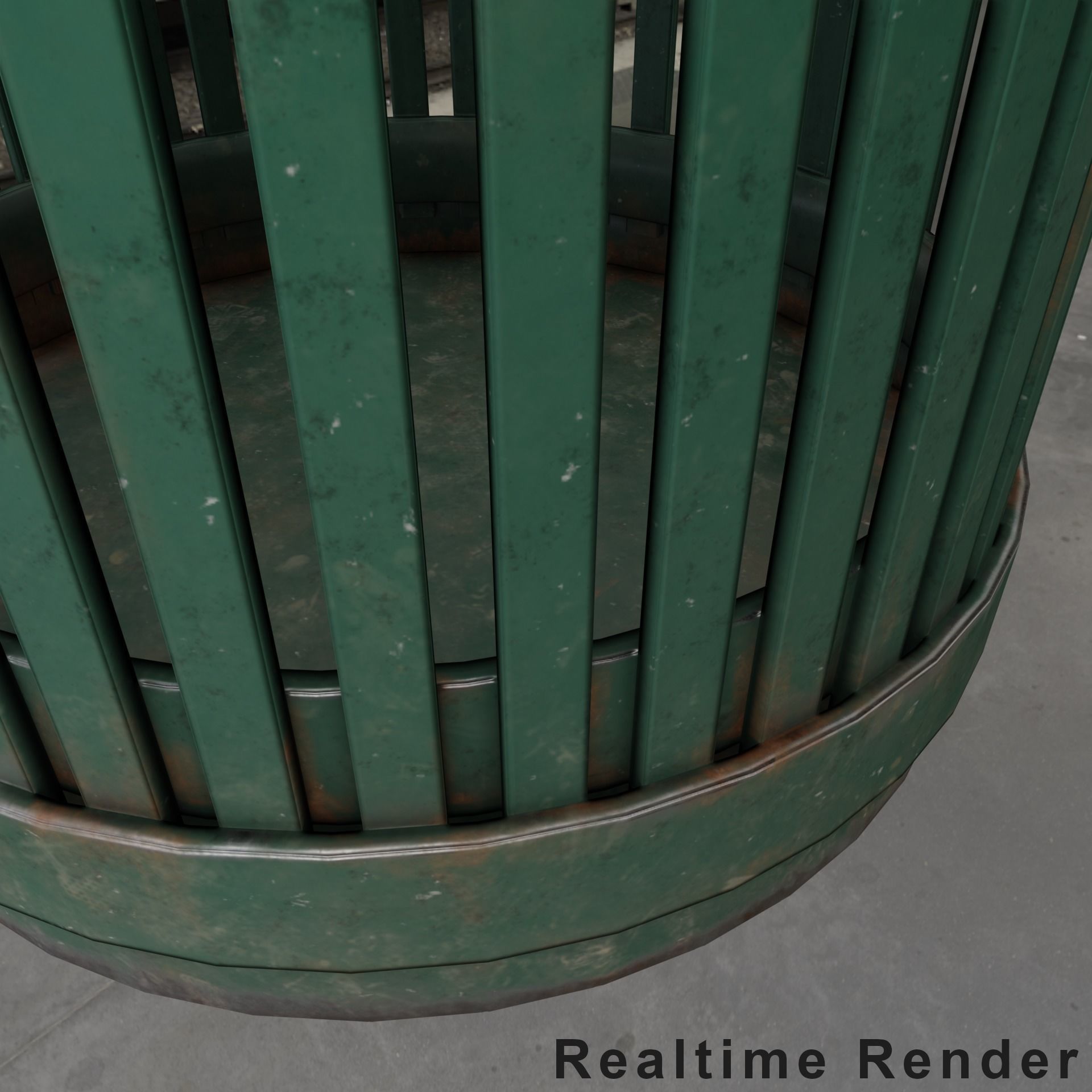 Public Trashcan Low-poly 3D model_8