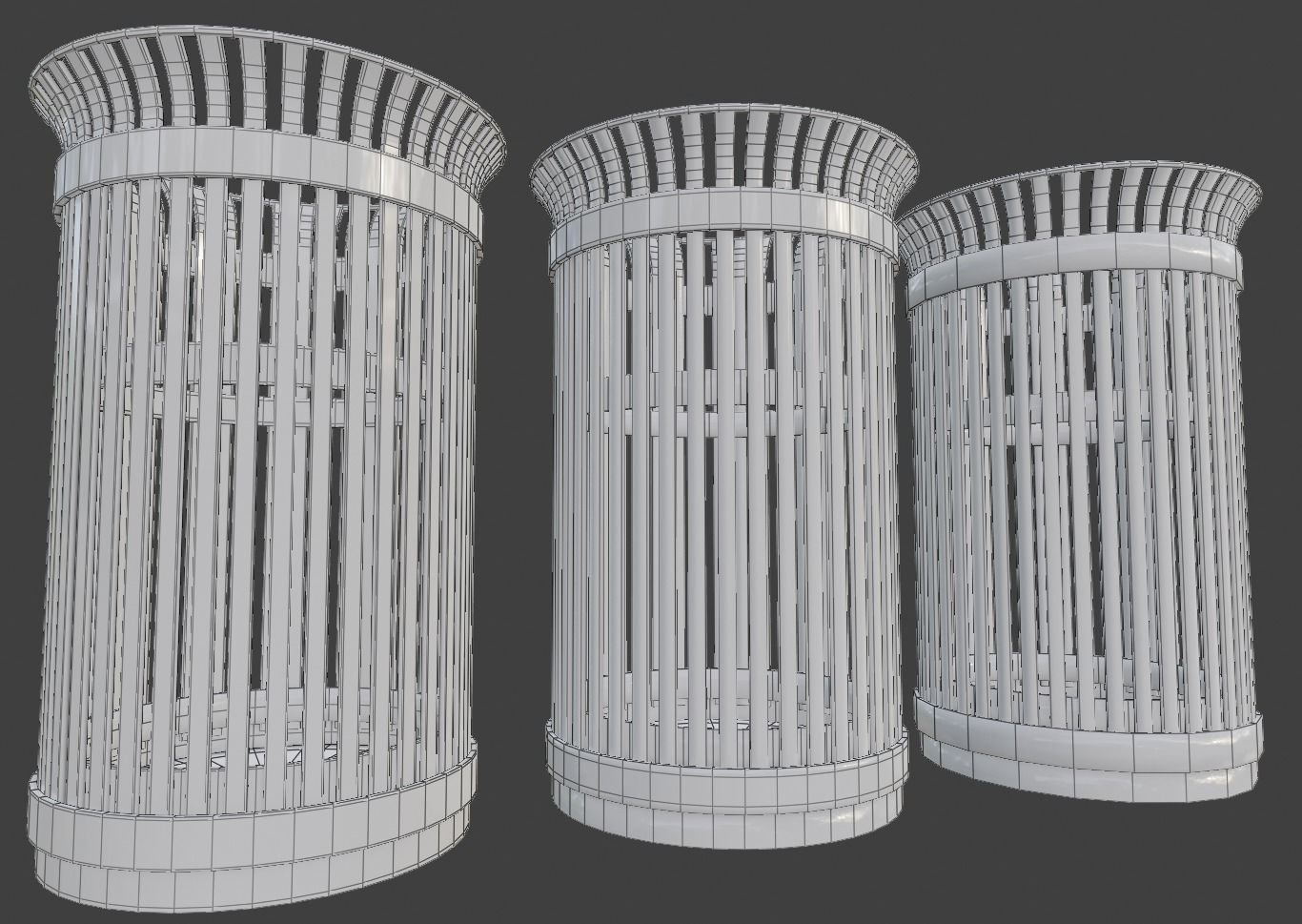 Public Trashcan Low-poly 3D model_10