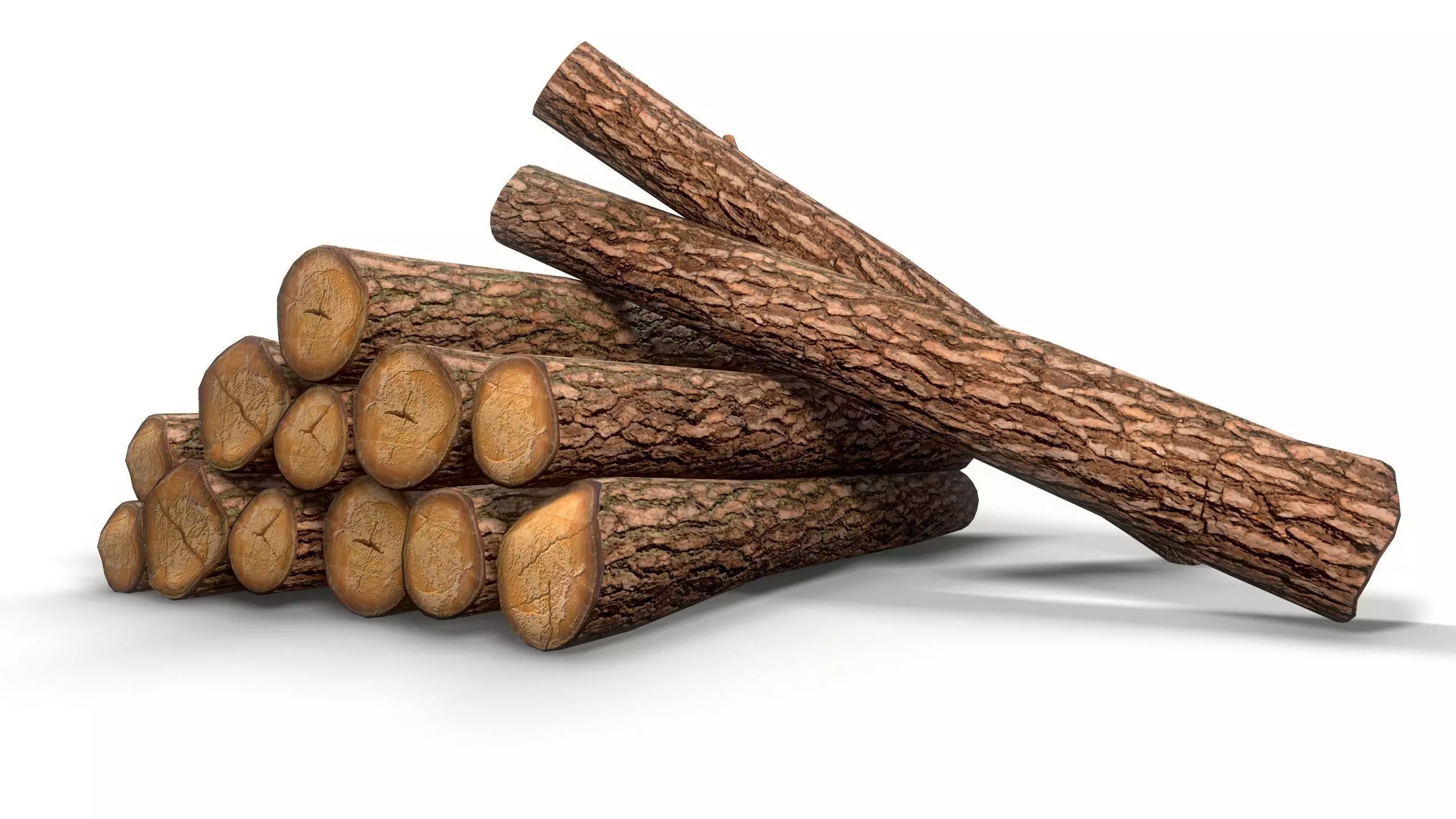 Log - Pine decks Low-poly 3D model_0