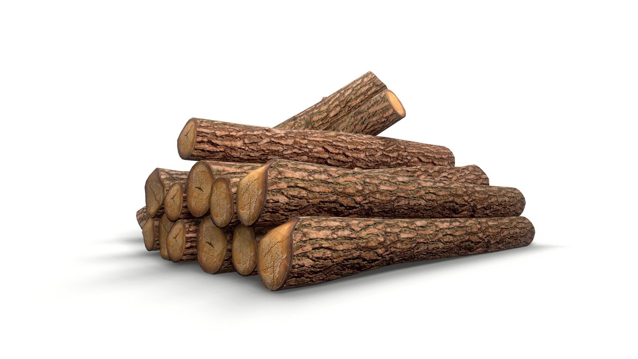 Log - Pine decks Low-poly 3D model_6