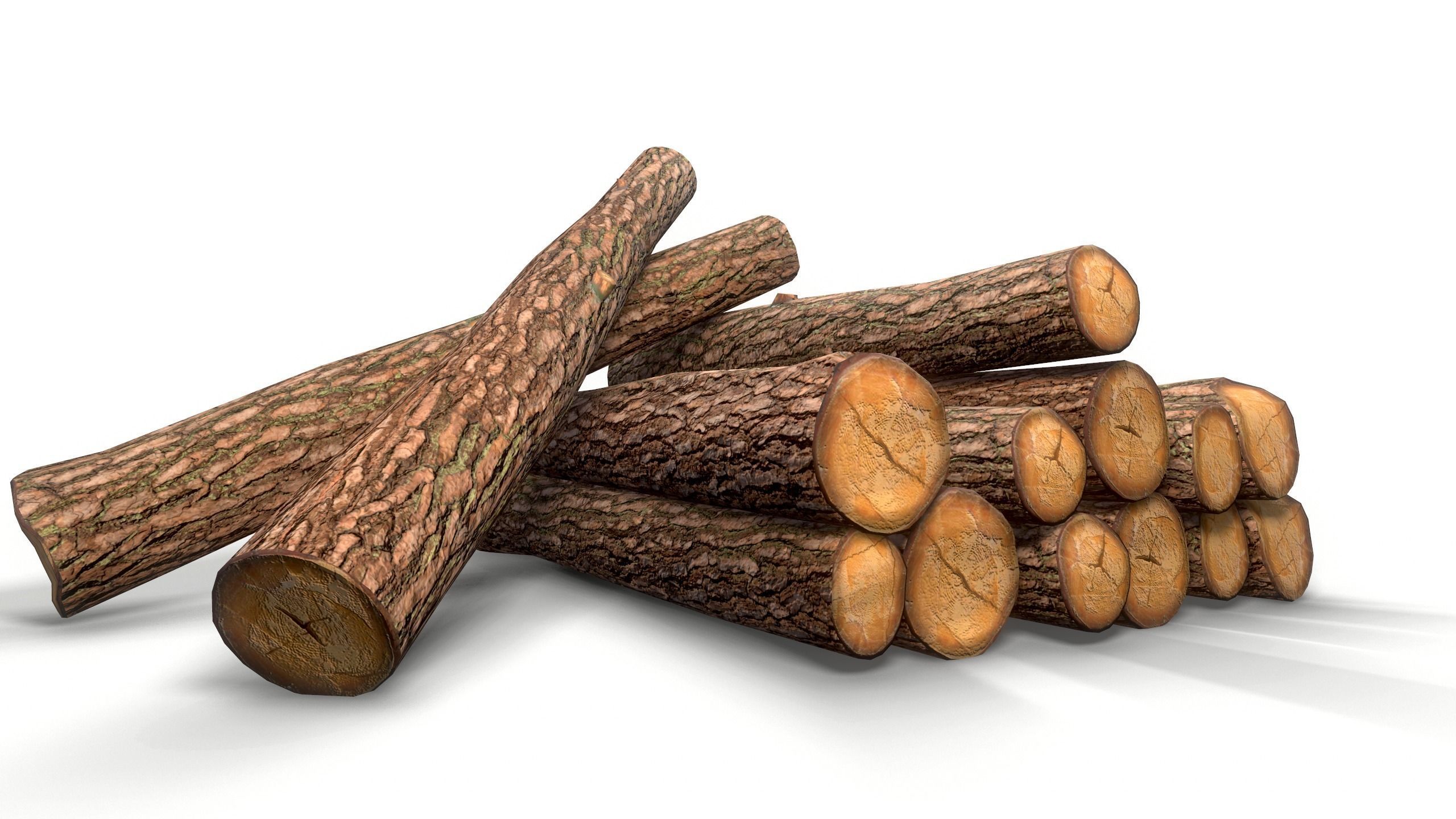 Log - Pine decks Low-poly 3D model_5