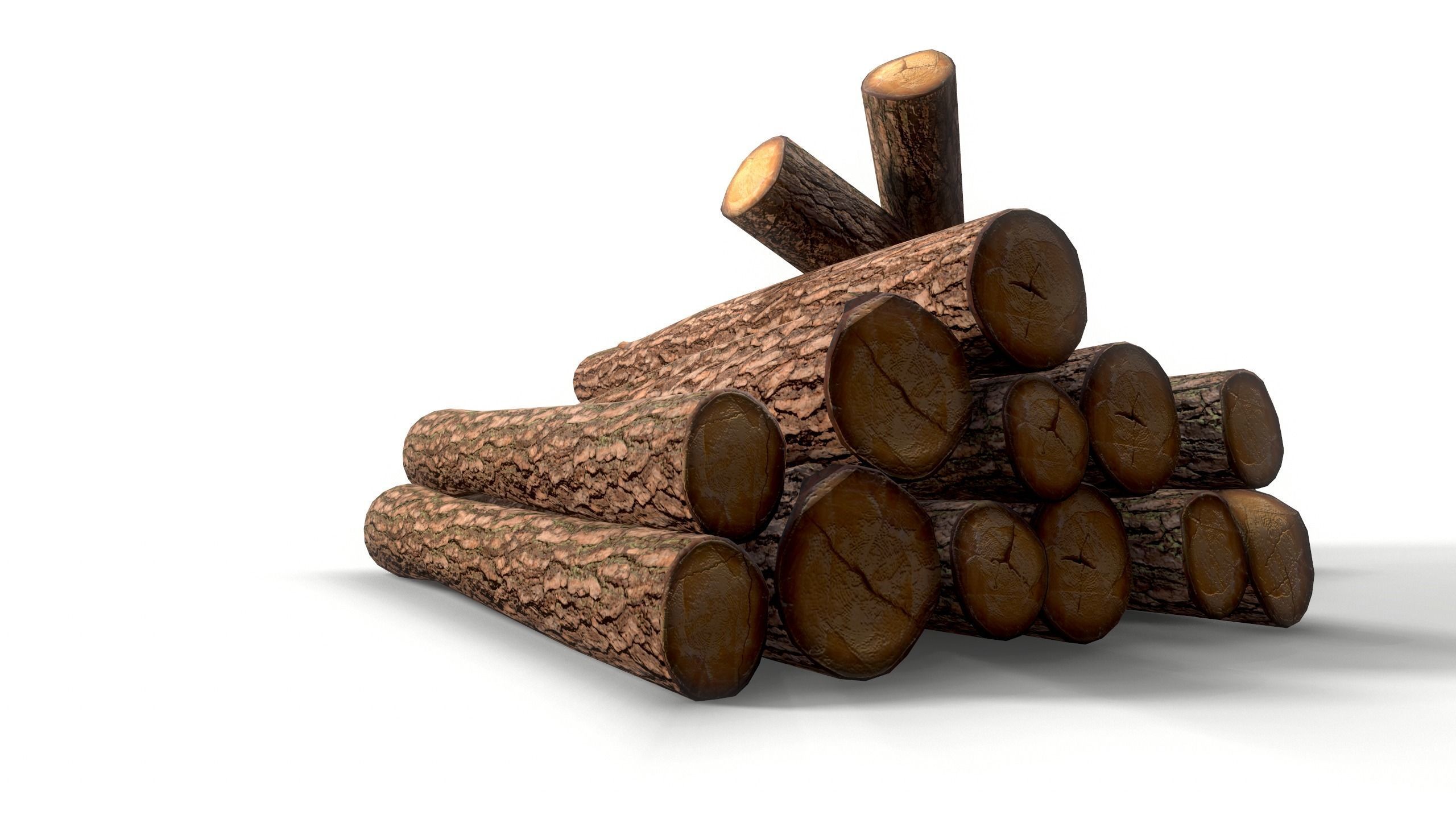Log - Pine decks Low-poly 3D model_7