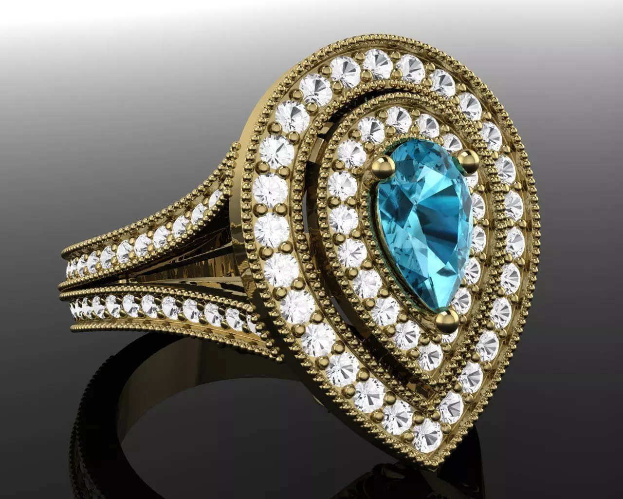Aquamarine ring 3D print model