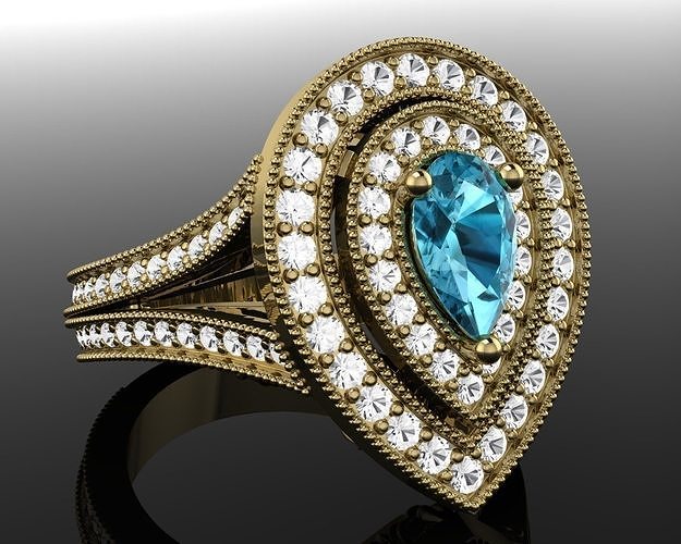 Aquamarine  ring 3D print model