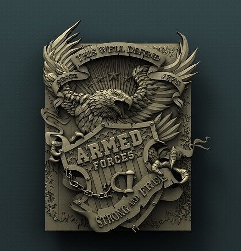 3d STL Model for CNC Router - USA Armed Forces 3D model