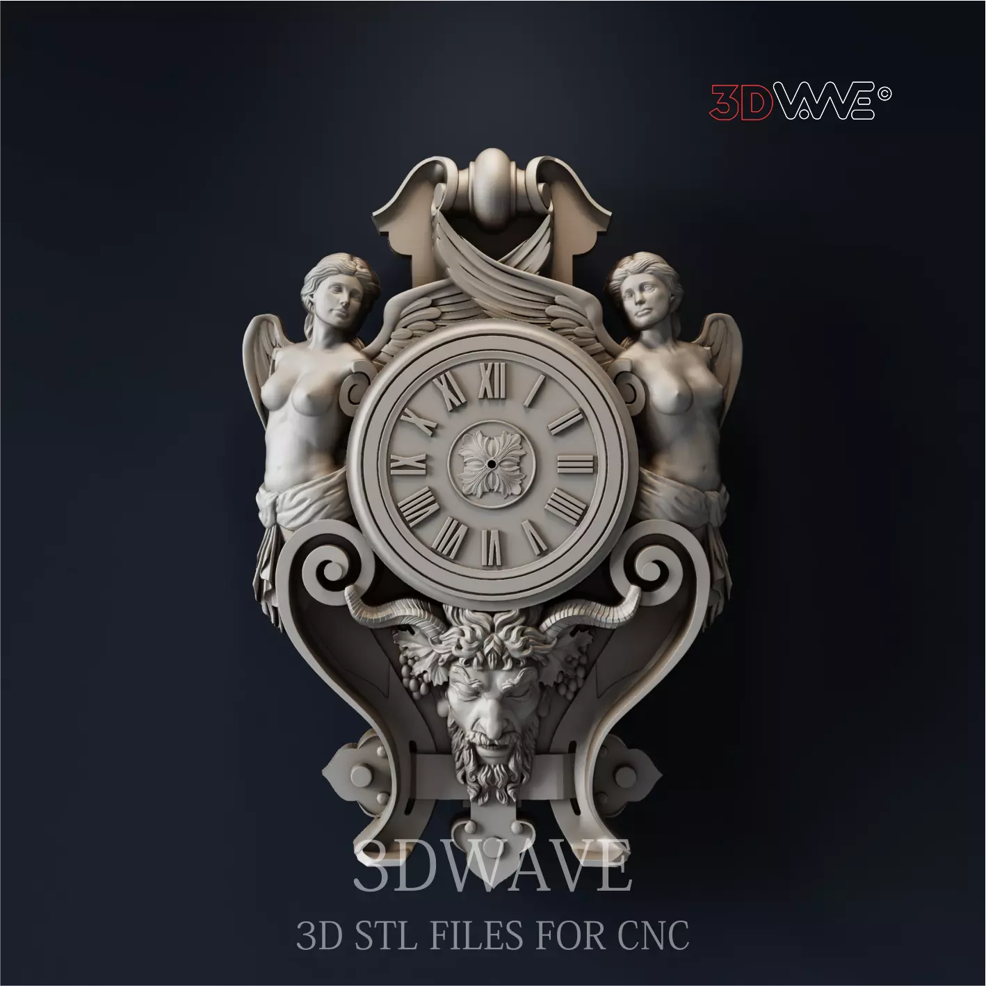 ANGELS WALL CLOCK 3D model_0