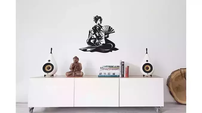 GEISHA JAPANESE LADY WALL ART 3D print model
