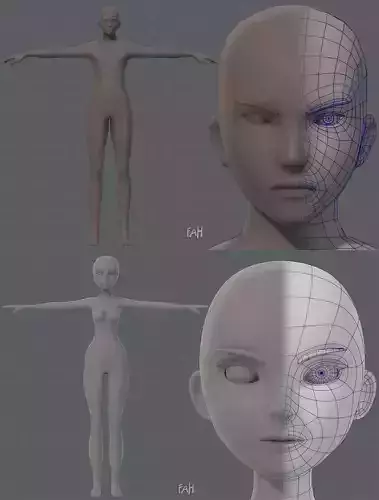 Base ManV04 and Base WomanV11 3D Model Collection