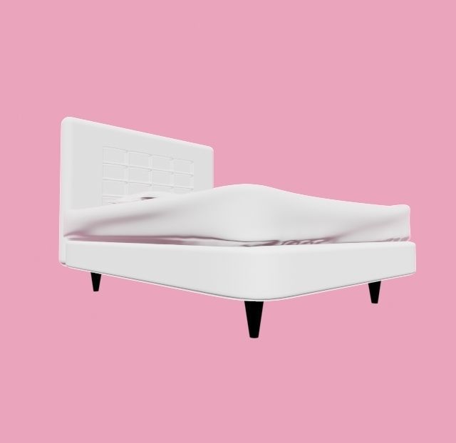 Bed covered with Mickey and Minnie bed sheet 3D model_1