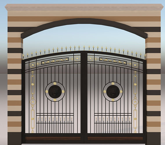 Classic Iron Gate 3D model for manor villa Free low-poly 3D model