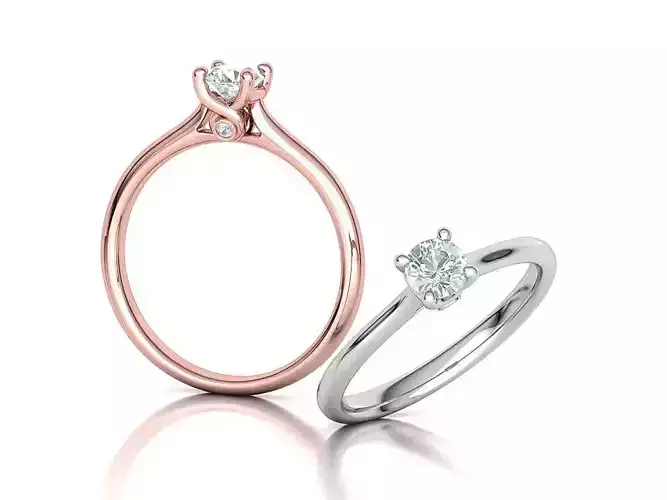 4 prong Engagement ring with  Round stone Printable 3dmodel 3D print model