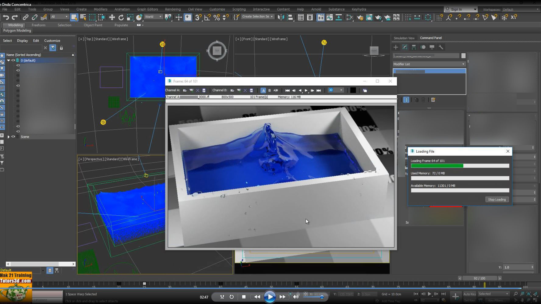 3ds max Fluid Bifrost Liquidi  Tutorial MP4  3D model_13