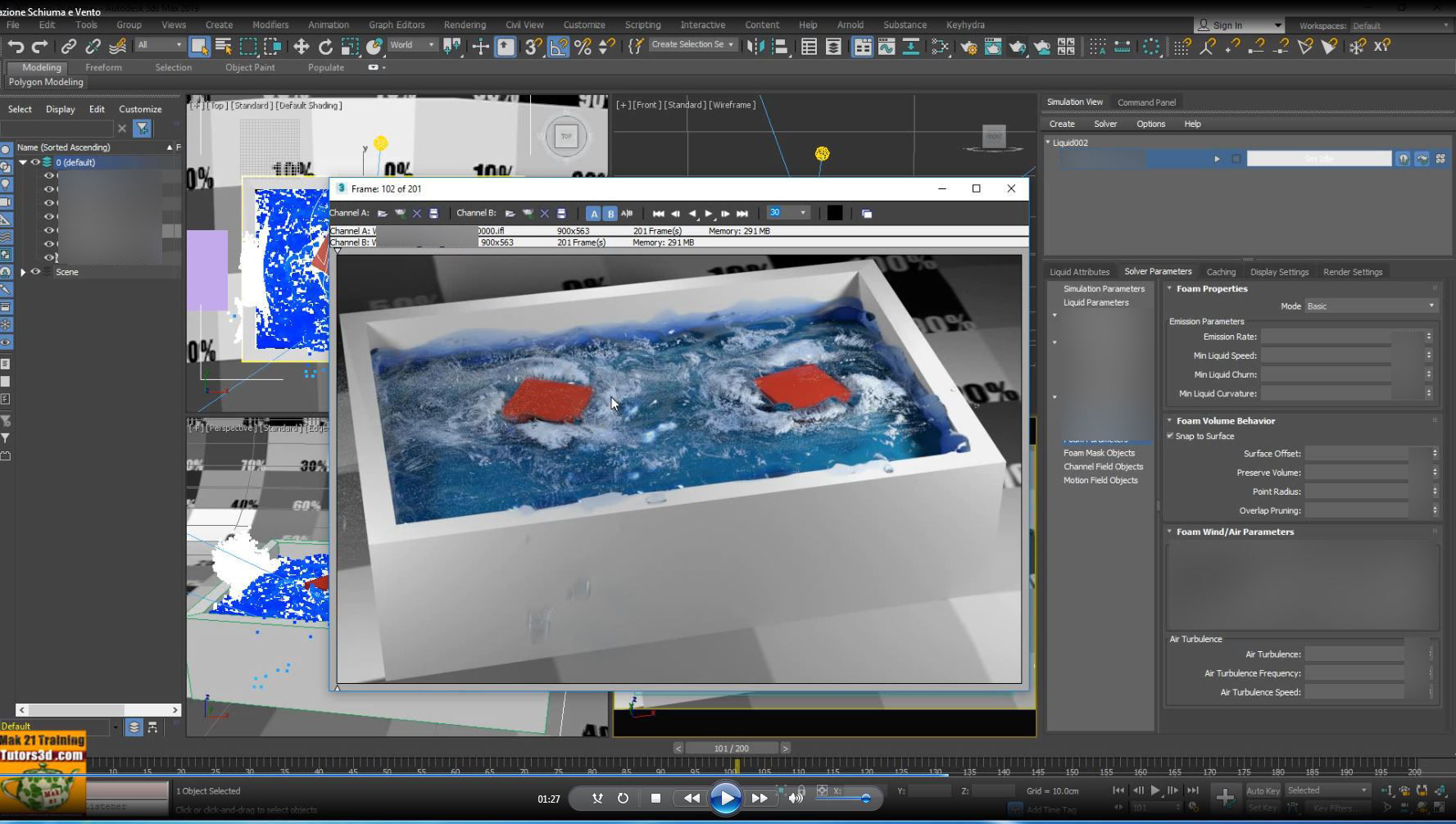 3ds max Fluid Bifrost Liquidi  Tutorial MP4  3D model_8