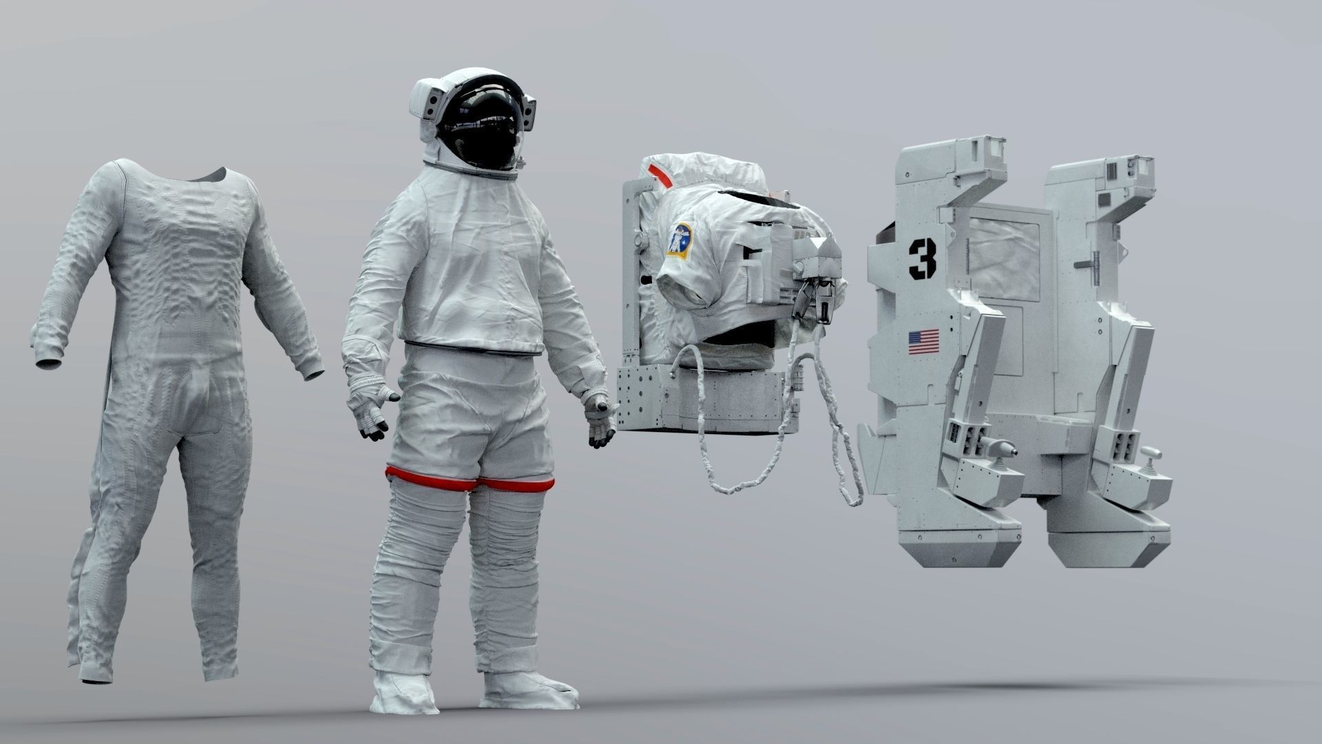 SPACESUIT astronaut EMU MMU SAFER 3D model_2