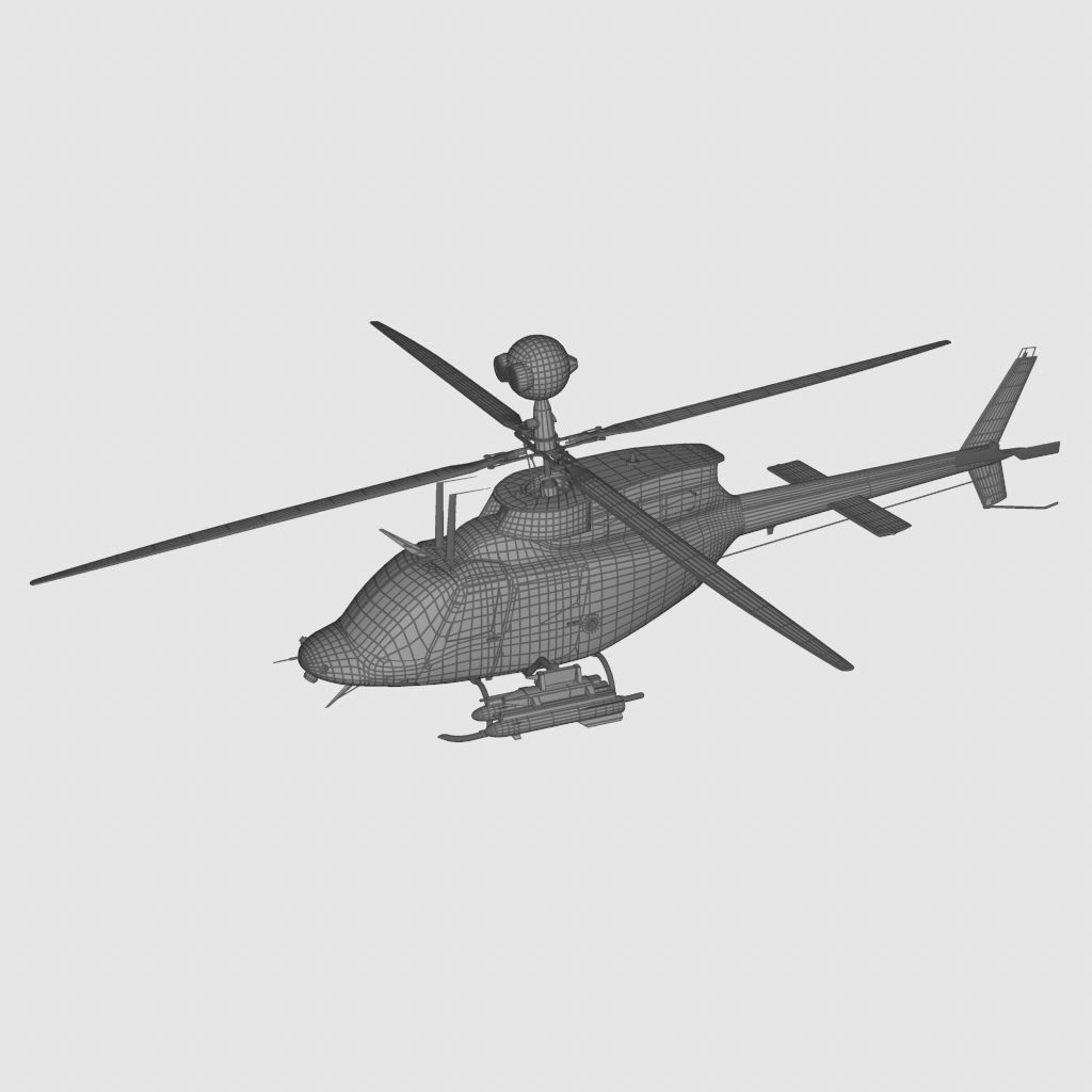 OH-58D Kiowa Warrior Free low-poly 3D model_1