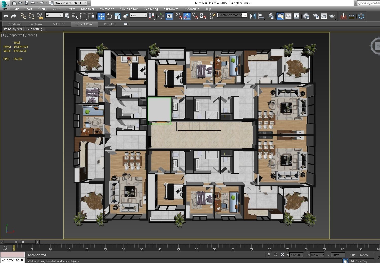 FLOOR PLAN 3DS MAX 2015 VRAY RENDER 3D model_1