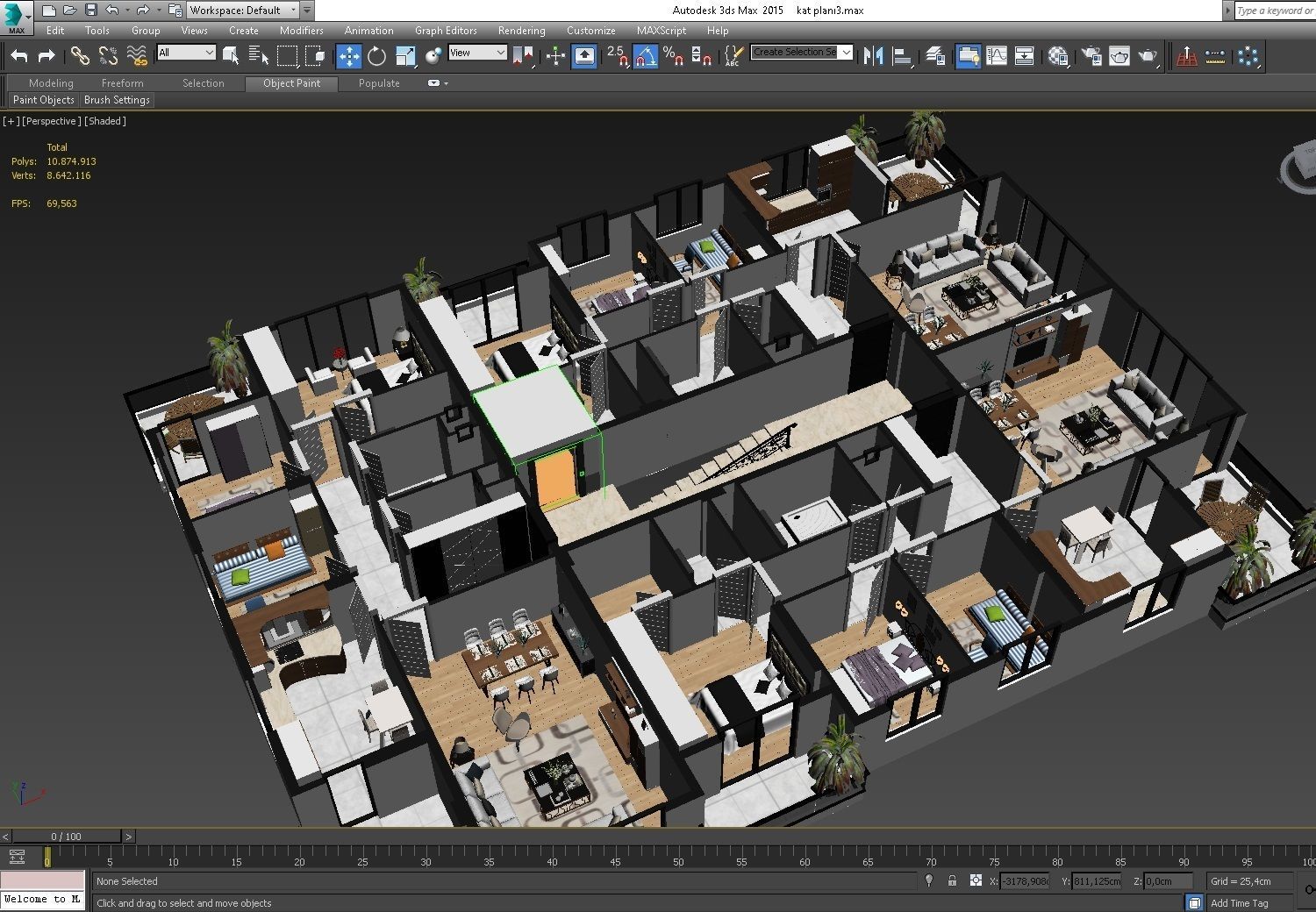 FLOOR PLAN 3DS MAX 2015 VRAY RENDER 3D model_2