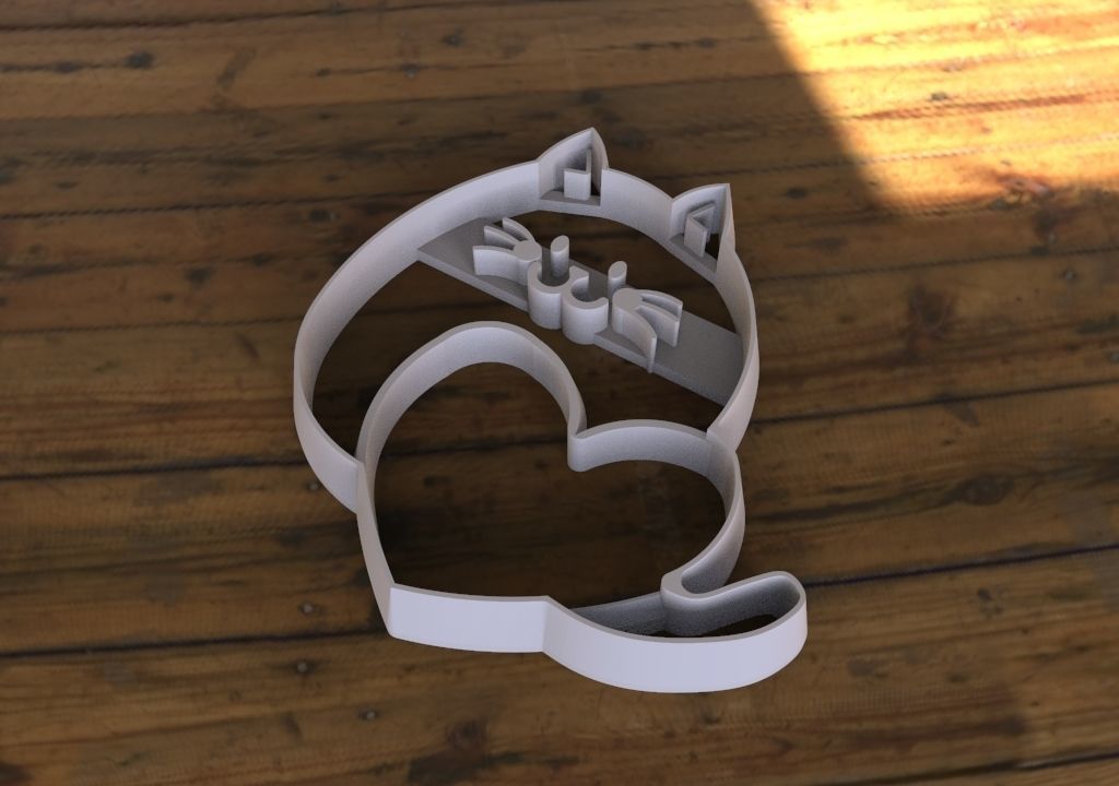 Cat with Heart Cookie Cutter 3D print model_1
