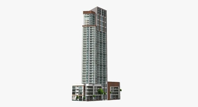Evolution skyscraper in bangkok Low-poly 3D model