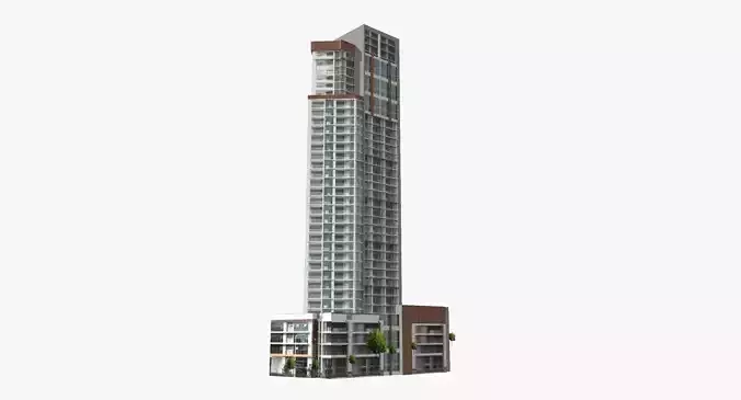 Evolution skyscraper in bangkok Low-poly 3D model
