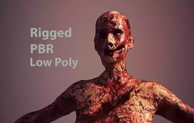 Zombie women Low poly PBR rigged
