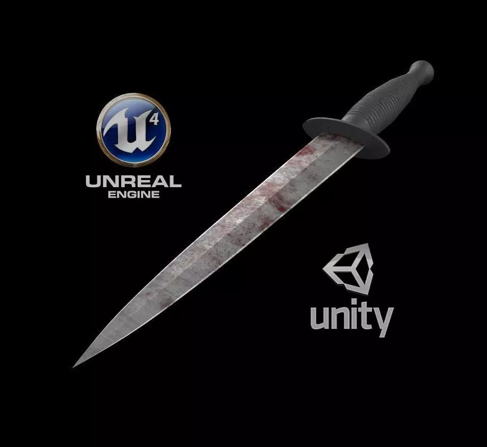 Fairbairn Sykes fighting knife Free low-poly 3D model