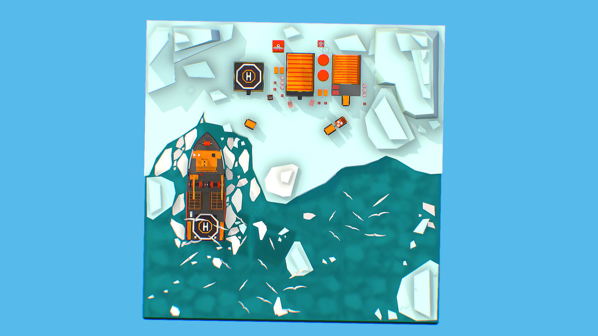 Polar Station North Pole iceboat 3D model_41