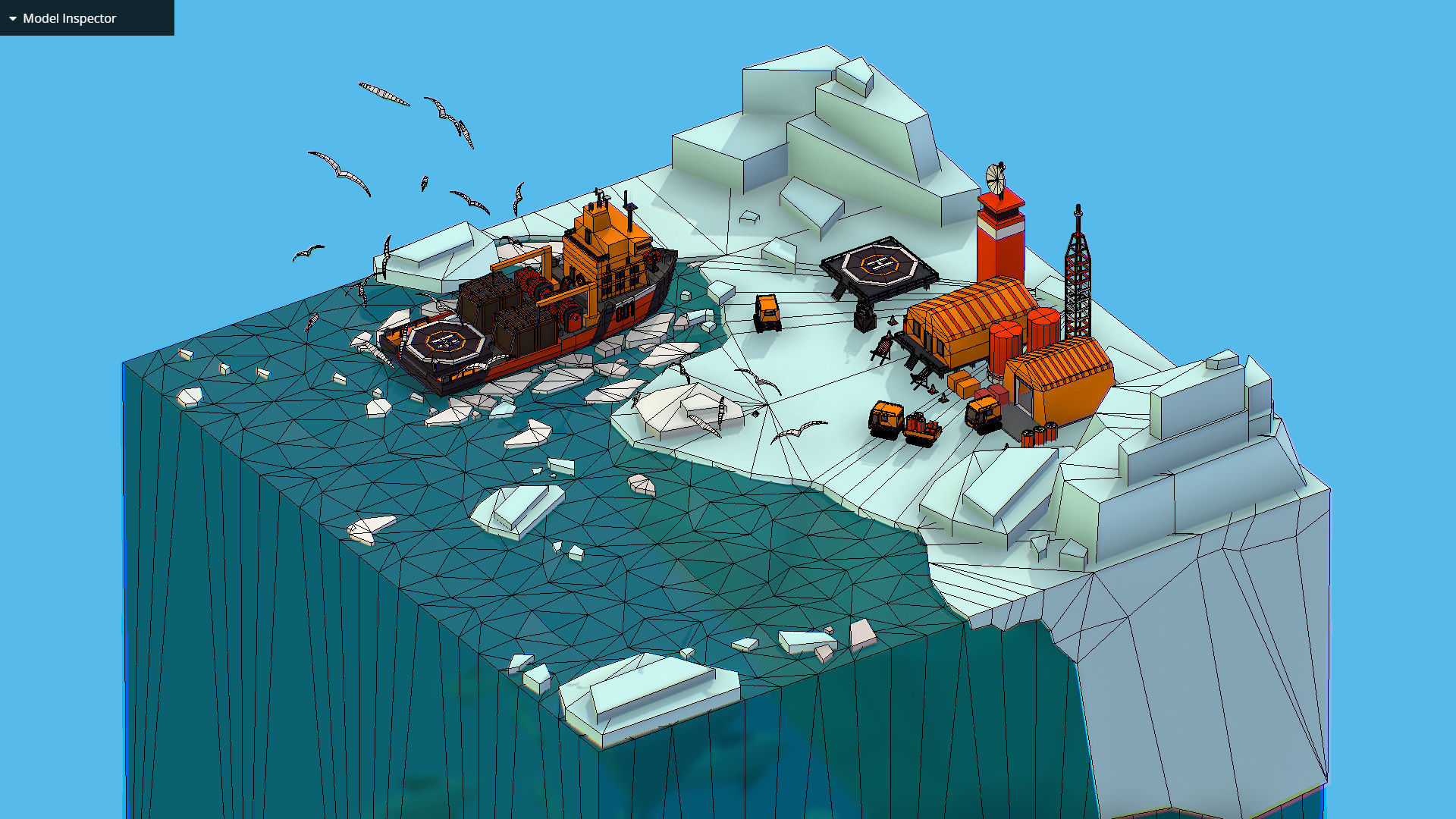 Polar Station North Pole iceboat 3D model_48