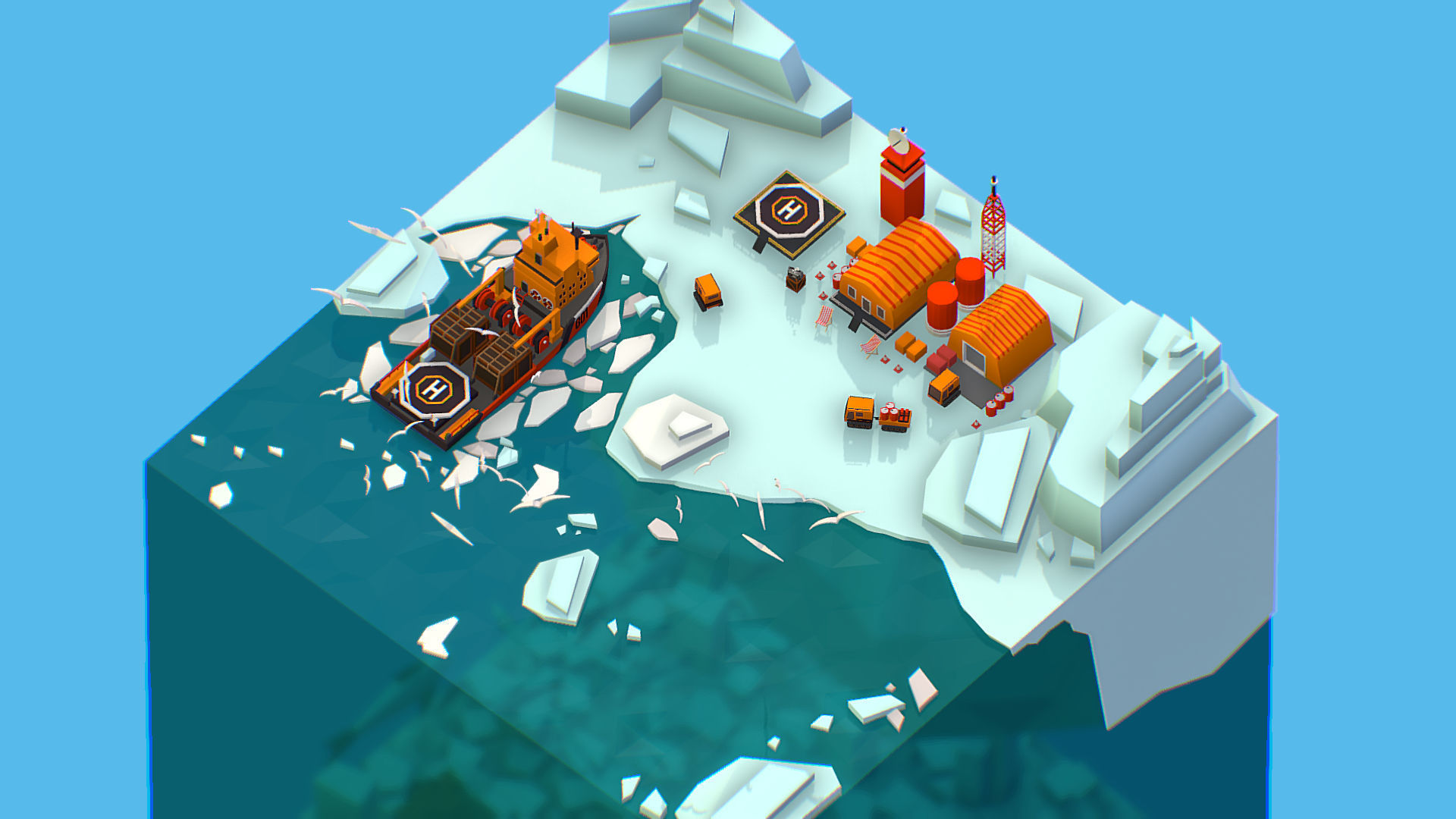 Polar Station North Pole iceboat 3D model_42