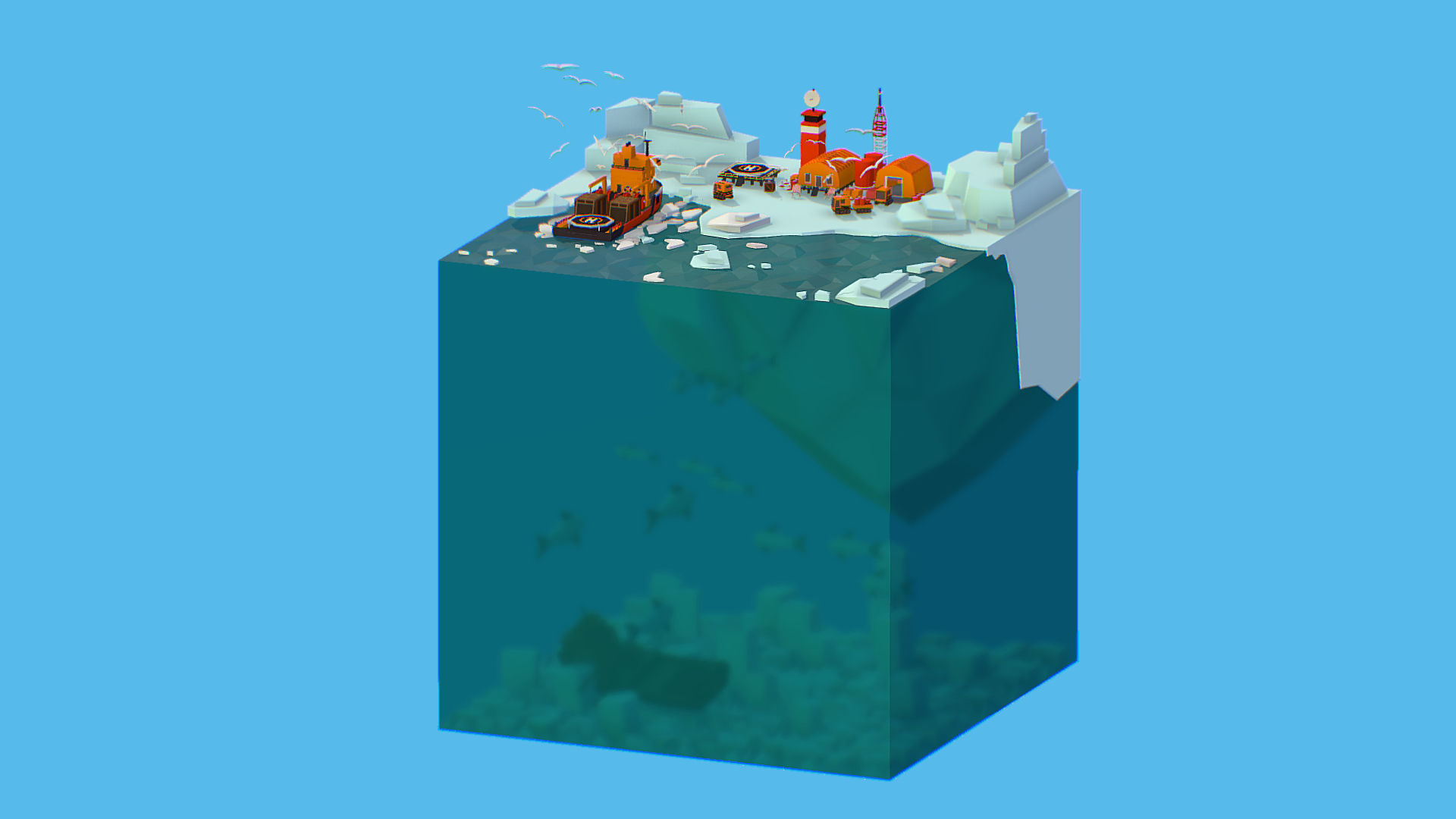 Polar Station North Pole iceboat 3D model_17