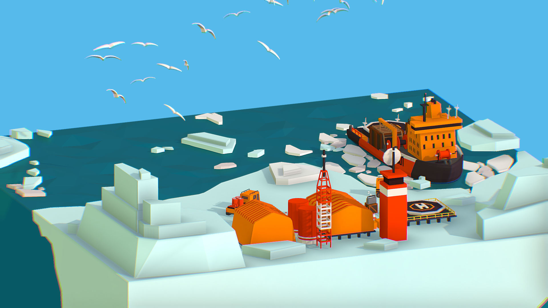 Polar Station North Pole iceboat 3D model_44