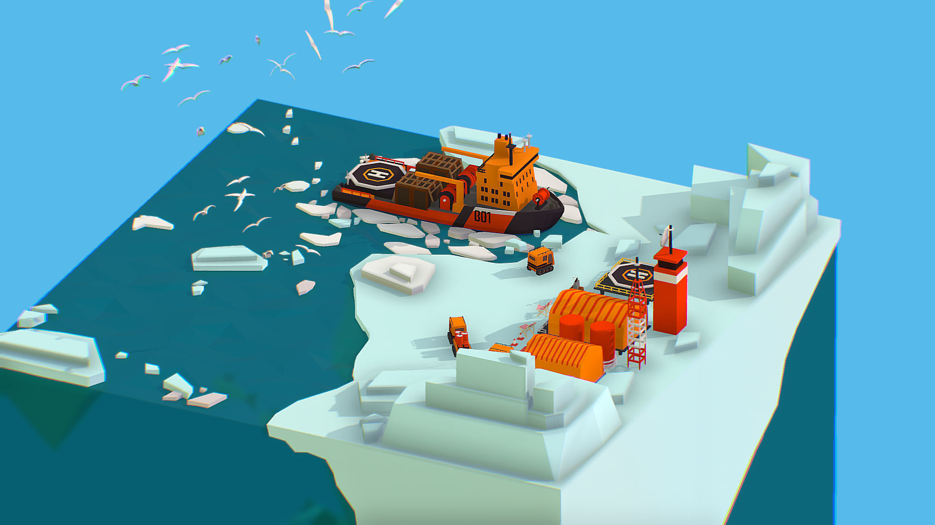 Polar Station North Pole iceboat 3D model_8