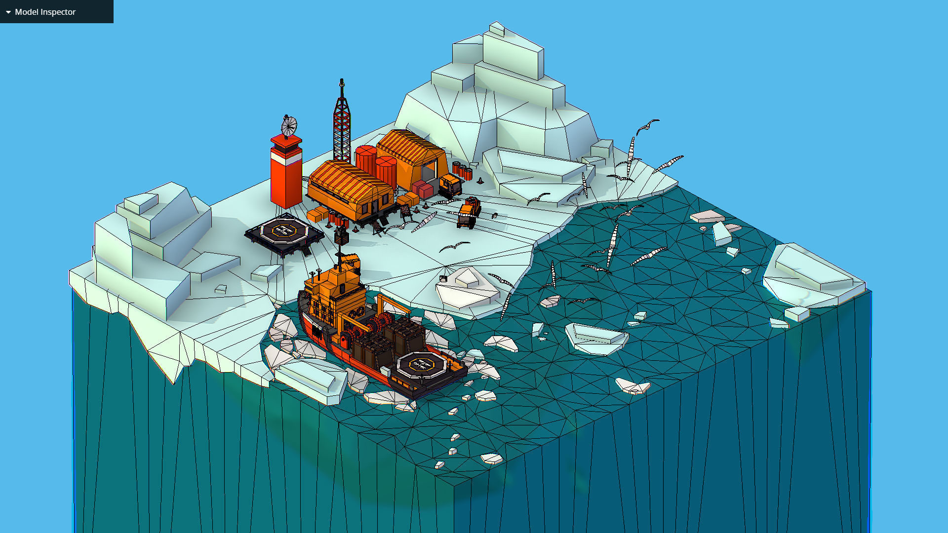 Polar Station North Pole iceboat 3D model_46