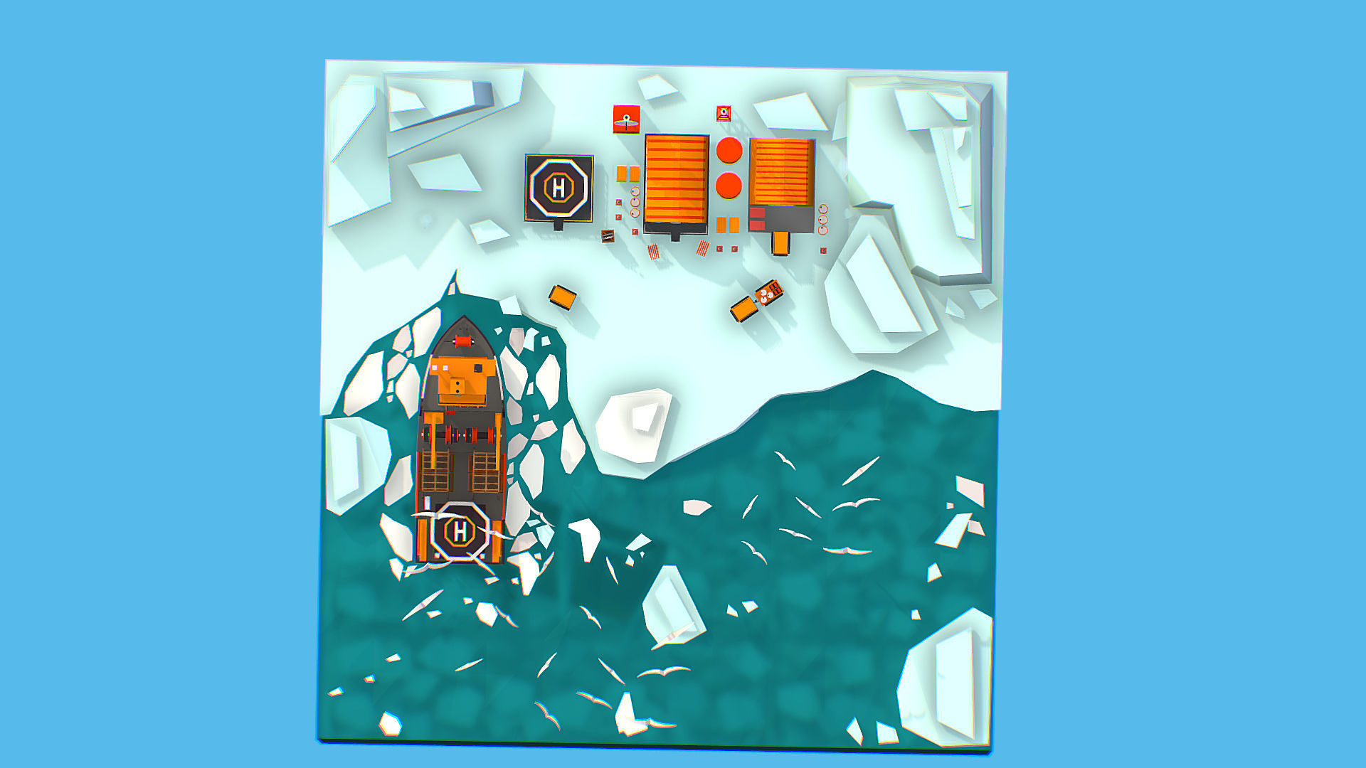 Polar Station North Pole iceboat 3D model_40