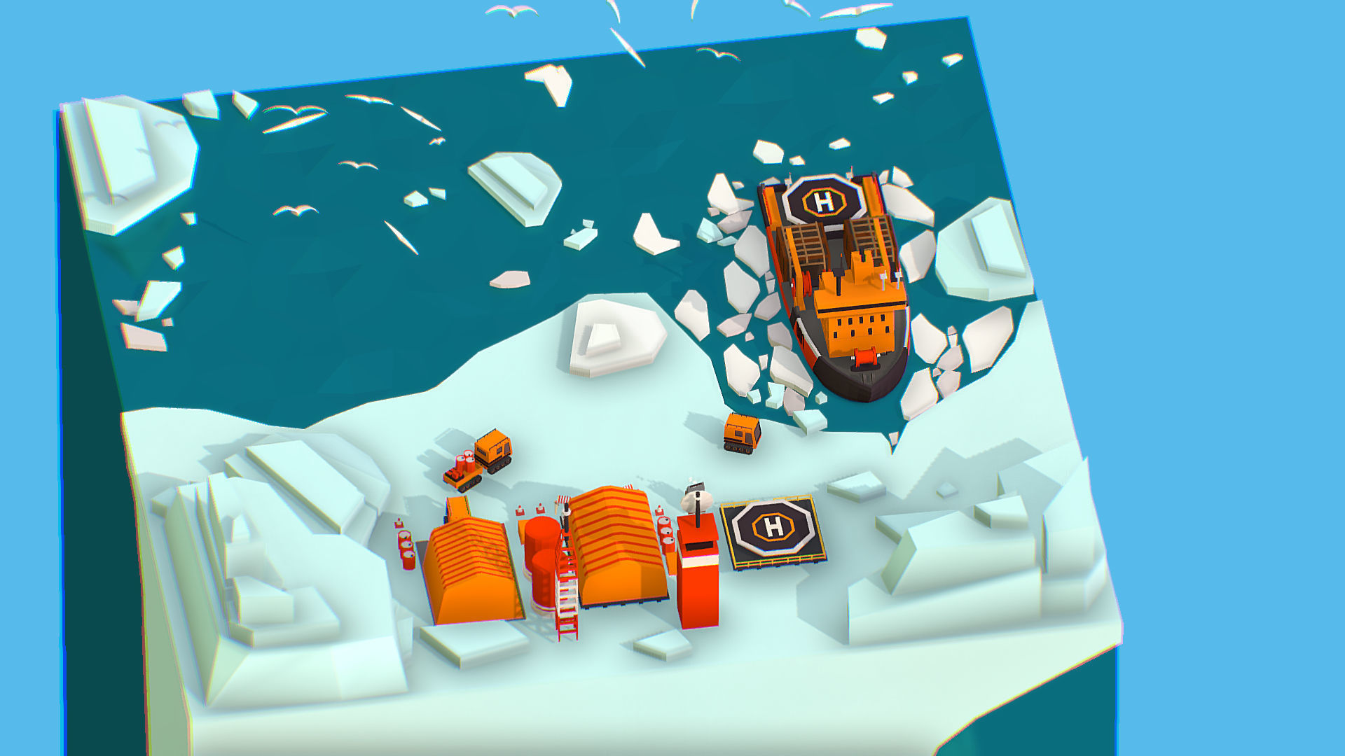 Polar Station North Pole iceboat 3D model_12