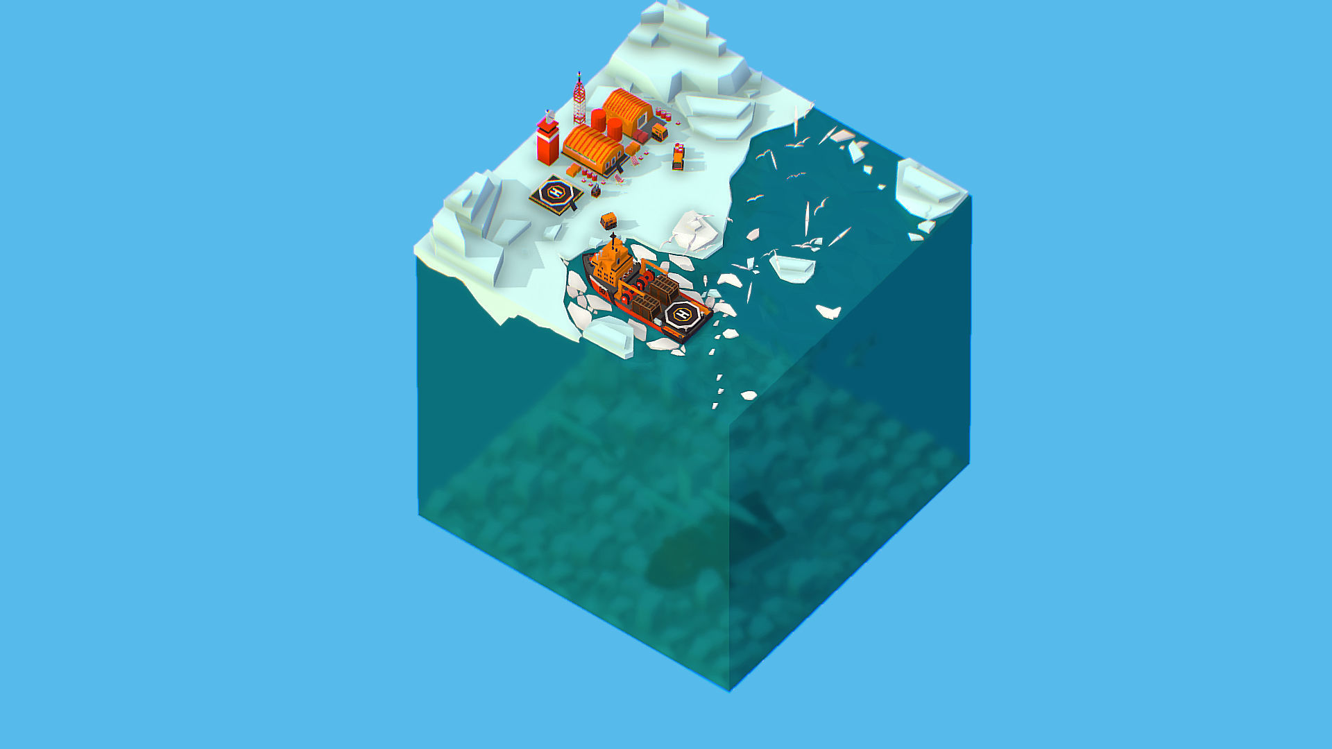 Polar Station North Pole iceboat 3D model_22