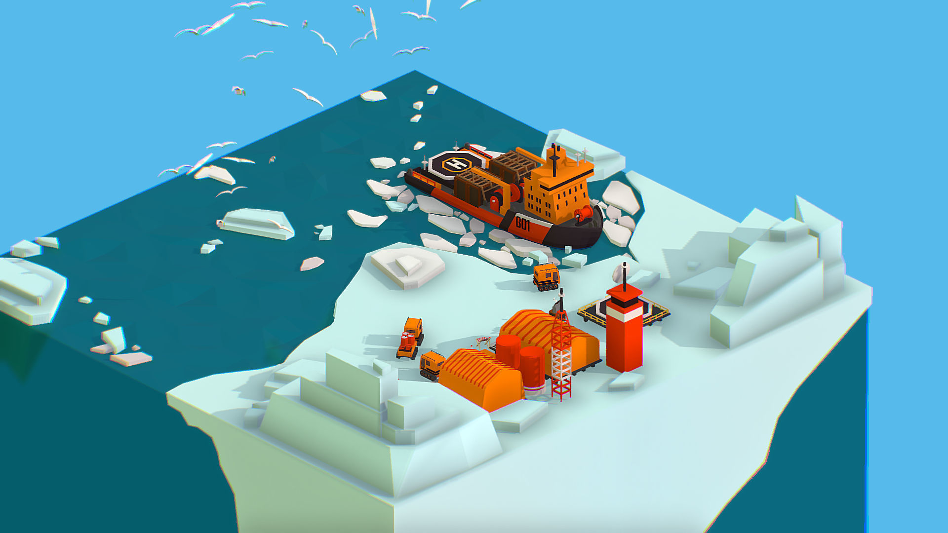 Polar Station North Pole iceboat 3D model_9