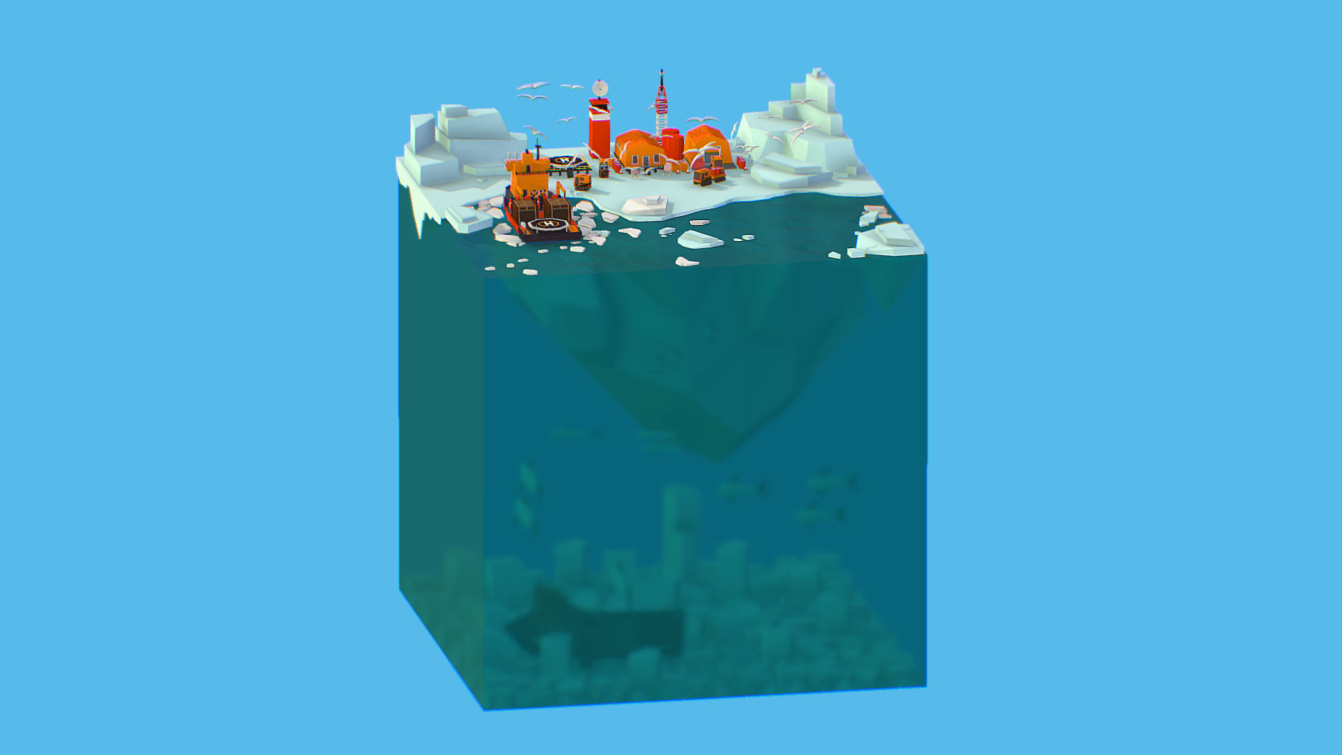 Polar Station North Pole iceboat 3D model_16