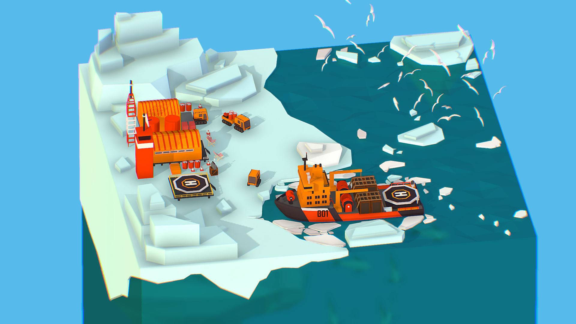 Polar Station North Pole iceboat 3D model_14