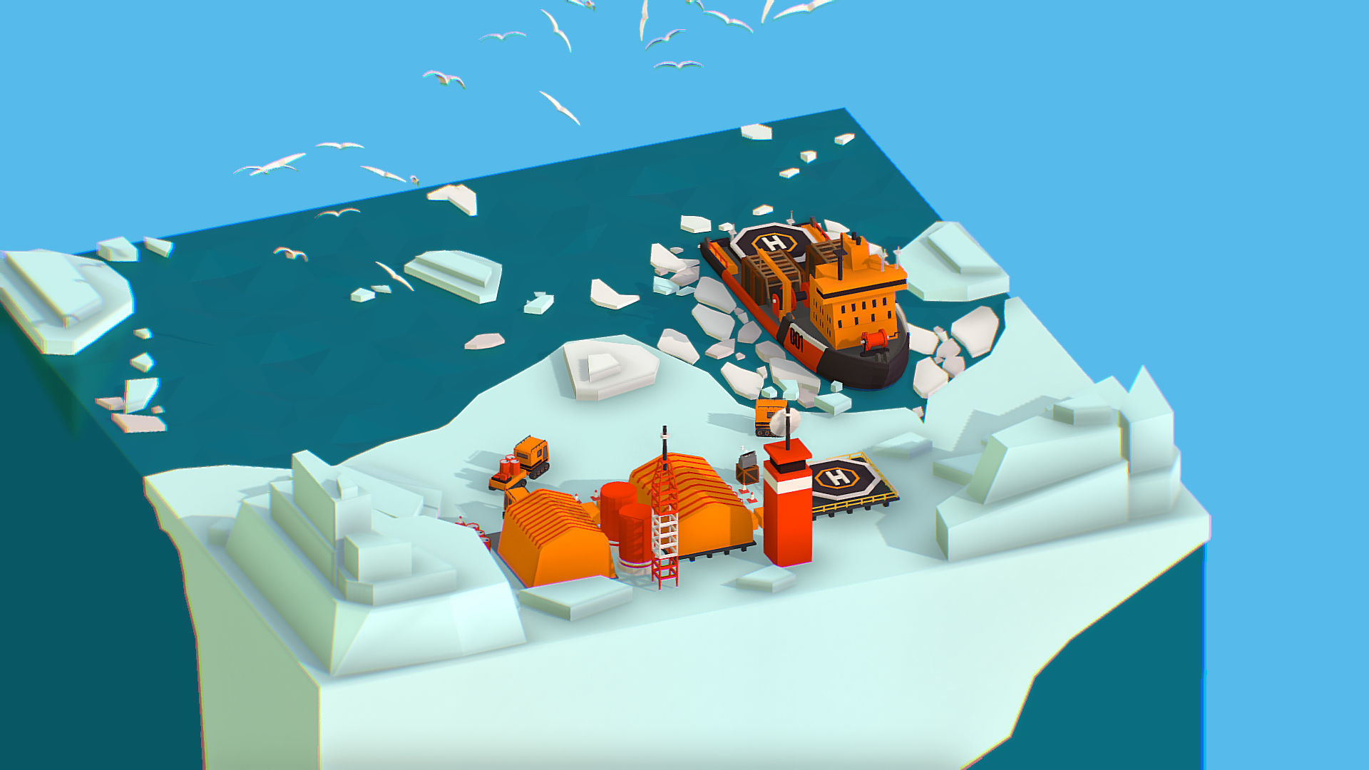 Polar Station North Pole iceboat 3D model_10